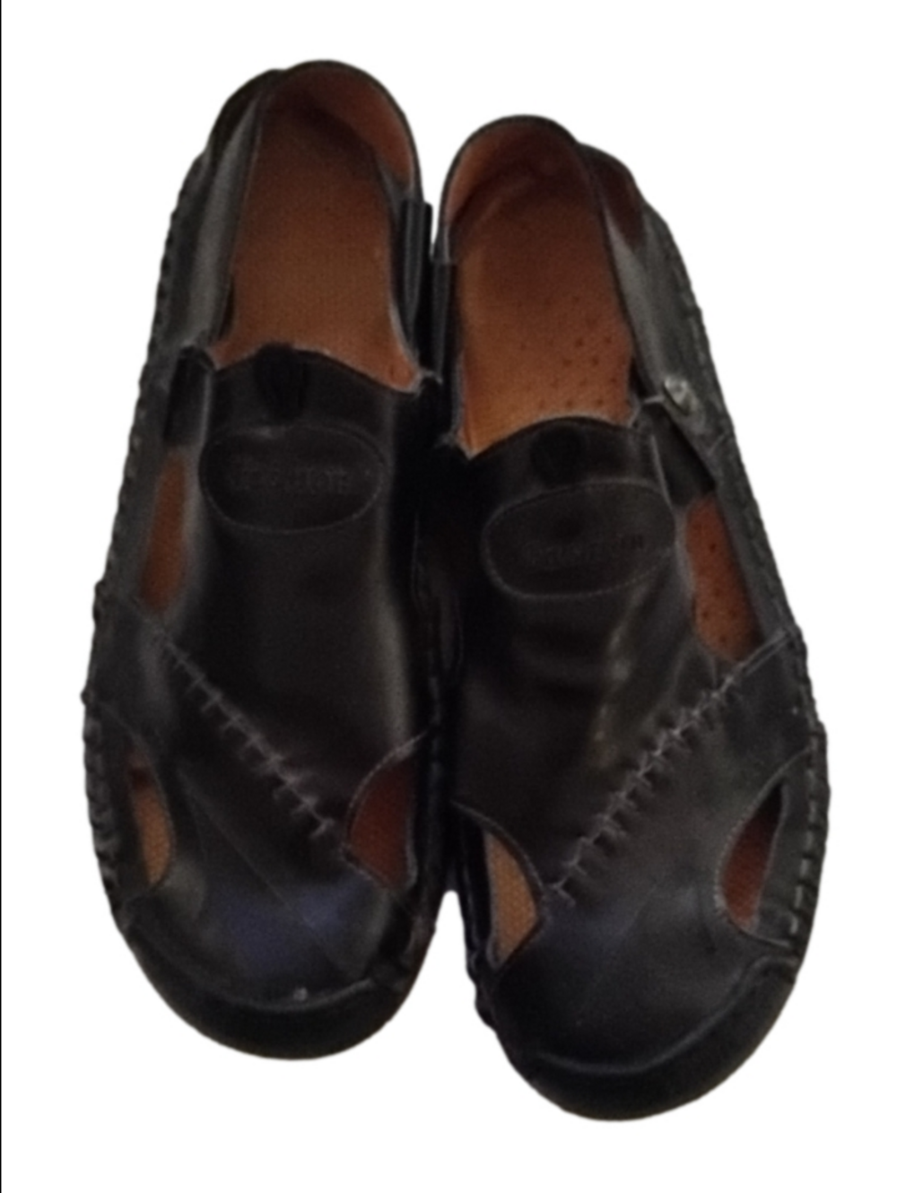 Men's Black Leather Slip-On Comfort Sandals
